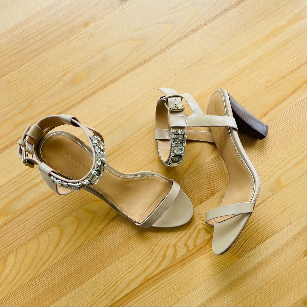 Badgley Mischka Tan/Jeweled Heels